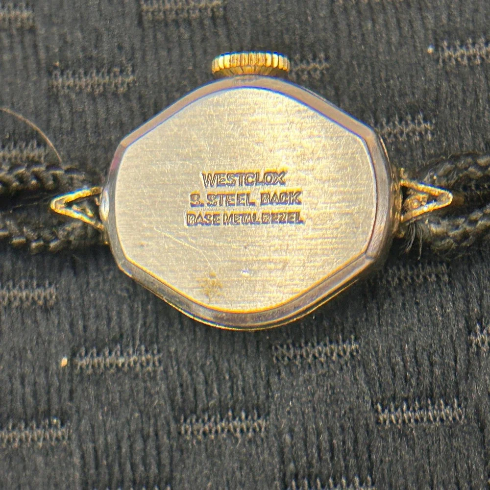 Vintage Westclox 17 Jewels Manual‎ Wind Octagon Cocktail Watch Black Cord Tested